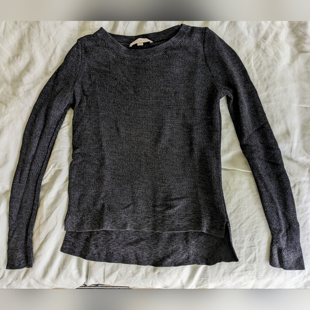 Loft Navy Long Sleeve Crew Neck Pullover Sweater